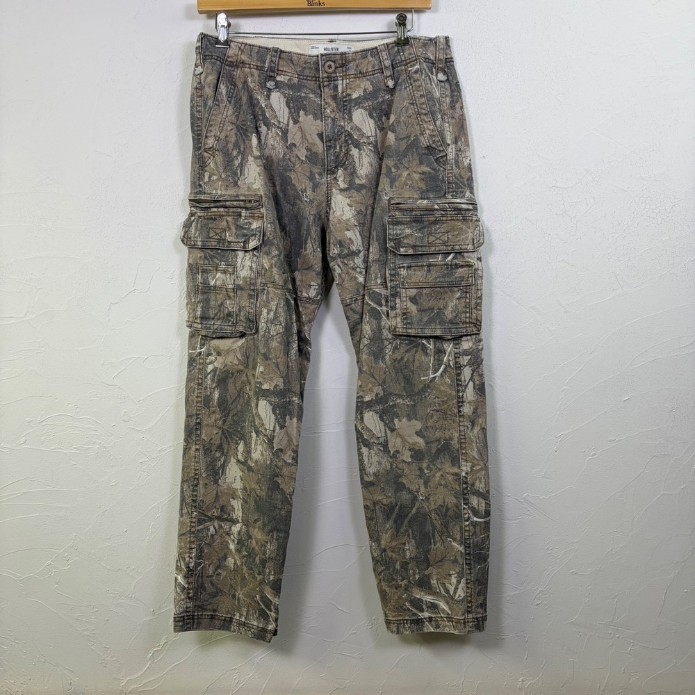 Hollister Cargo Pants Mens 34 Camo Loose Fit Outdoor Gorpcore Streetwear